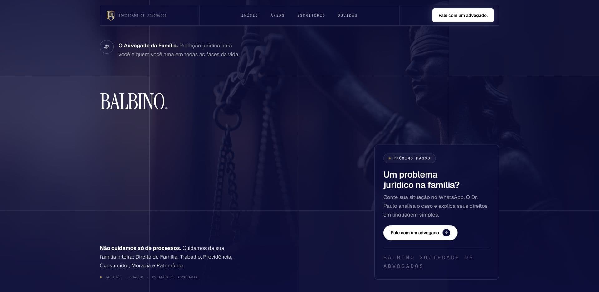 Hero do site Balbino Sociedade de Advogados.